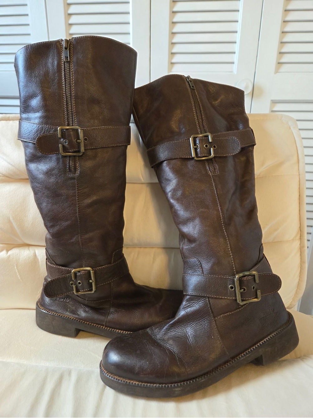 Earth Everwood mid-calf leather moto/riding boots